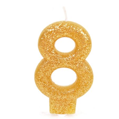 נר מנצנץ זהב עם מעמד - ספרה 8