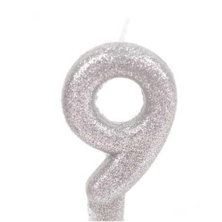 נר מנצנץ כסף עם מעמד -ספרה 9