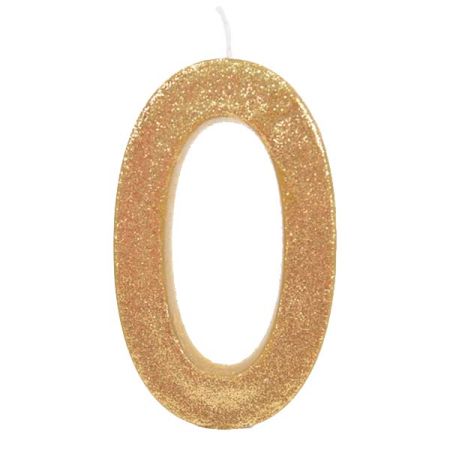 נר גדול מנצנץ מעמד לבן זהב - ספרה 0