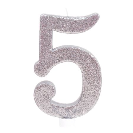 נר גדול מנצנץ מעמד לבן כסף - ספרה 5