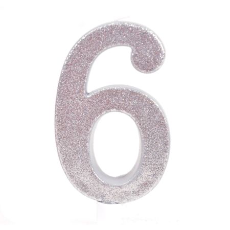 נר גדול מנצנץ מעמד לבן כסף - ספרה 6