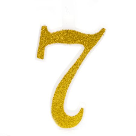 נר מספר ענק נצנצים זהב ולבן 7