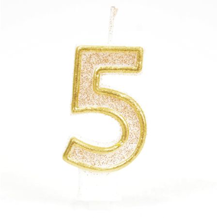 נר ספרה בודד זהב נוצץ-5