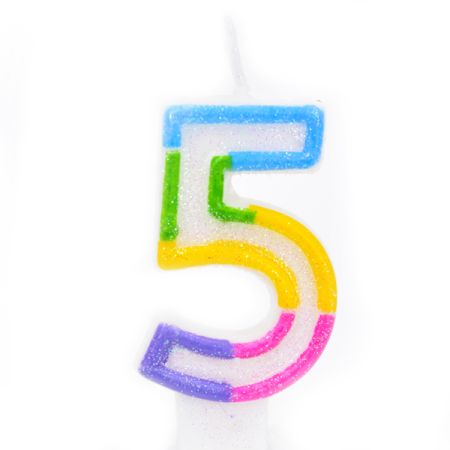 נר ספרה בודד נוצץ צבעוני-5