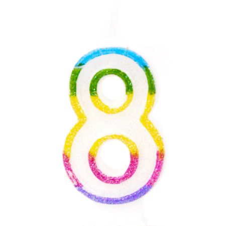 נר ספרה בודד נוצץ צבעוני-8