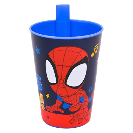 כוס פלסטיק עם קשית - ספיידי וחבריו המופלאים