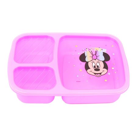 קופסת אוכל מחולקת שלושה תאים - מיני מאוס צבעי הקשת