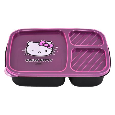 קופסת אוכל מחולקת שלושה תאים - הלו קיטי צבעוני