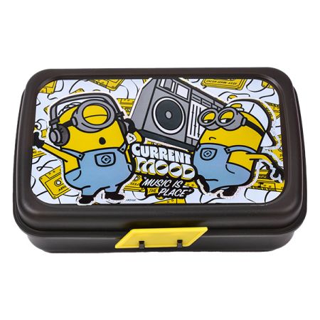 קופסת אוכל מחולקת bpa free  - מיניונים מוזיקה