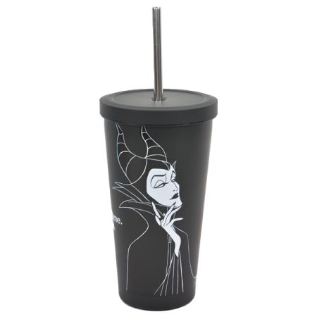 כוס עם קש- נירוסטה דופן כפולה- דיסני Villains מליפיסנט