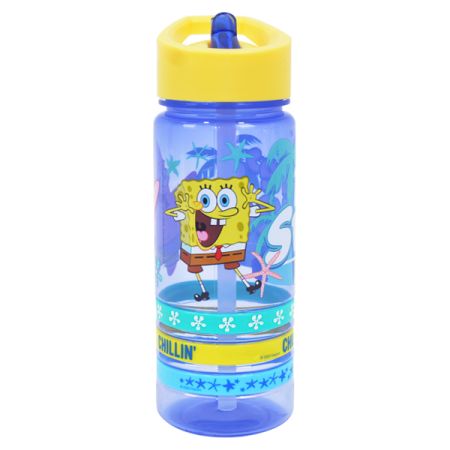 בקבוק 500 מל פלסטיק עם צמידים - בוב ספוג כחול