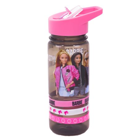 בקבוק 500 מל פלסטיק עם צמידים - ברבי ורוד שחור