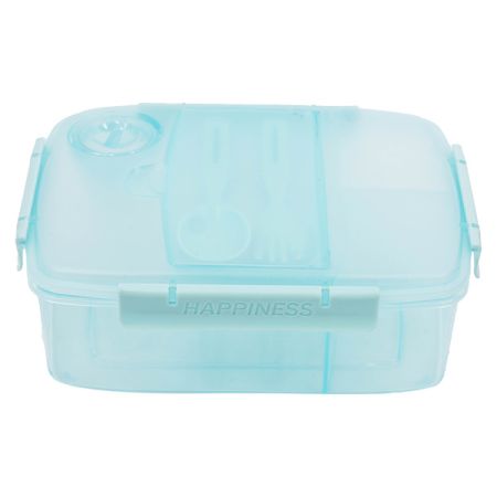 קופסת אוכל מחולקת 2 ליטר עם תא לסכו''ם - תכלת