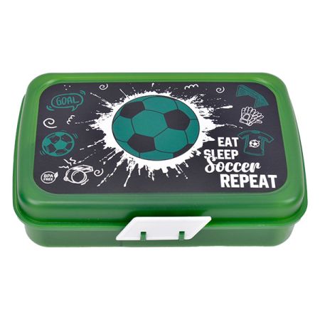 קופסת אוכל מחולקת  BPA FREE  כדורגל ירוק לבן