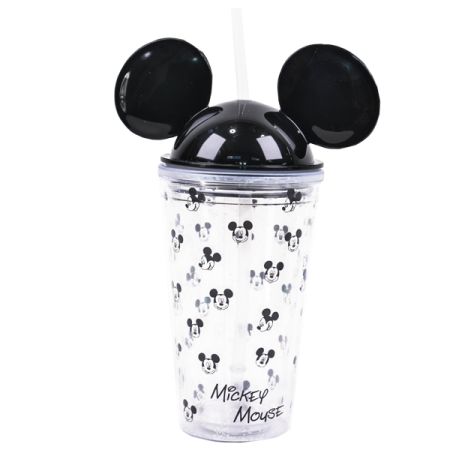 כוס פלסטיק דופן כפולה ראש מיקי שחור
