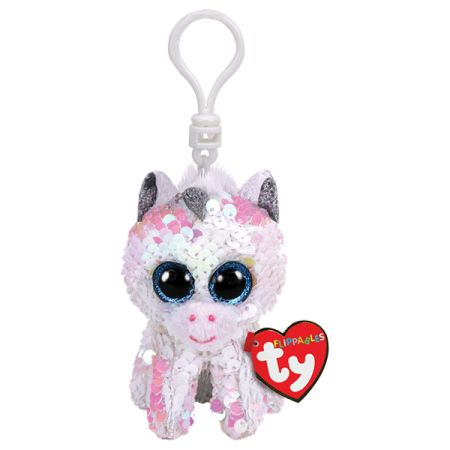 בובת TY מחזיק מ. עיניים גדולות פייטים-דיאמונד חד קרן לבן-ללא החזרה