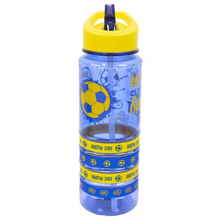 בקבוק טריטן 700 מ''ל עם צמידים - כדורגל גנרי כחול צהוב