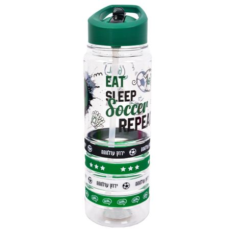 בקבוק טריטן 700 מ''ל עם צמידים - כדורגל גנרי ירוק לבן
