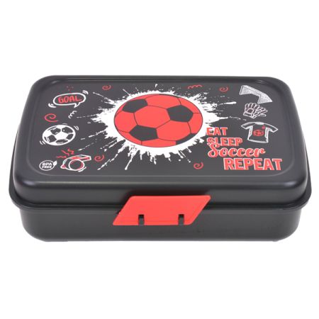 קופסת אוכל מחולקת  BPA FREE  כדורגל אדום לבן