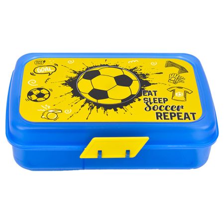 קופסת אוכל מחולקת  BPA FREE  כדורגל צהוב כחול