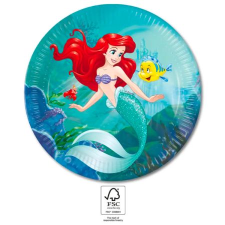 צלחות נייר 23סמ 8יח-אריאל בת הים