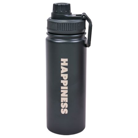 בקבוק נירוסטה דופן כפולה עם ידית אחיזה 530 מל -שחור