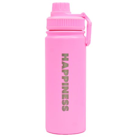 בקבוק נירוסטה דופן כפולה עם ידית אחיזה 530 מל - ורוד פסטל