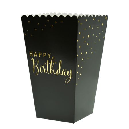 קופסאות פופקורן וחטיפים 4יח-HB שחור זהב