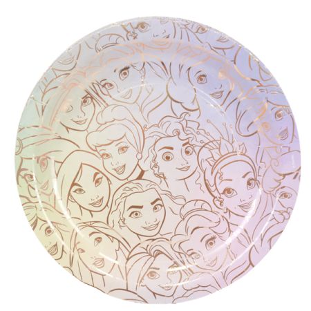 צלחות נייר 23 סמ 8 יח'-נסיכות UPC הטבעת זהב