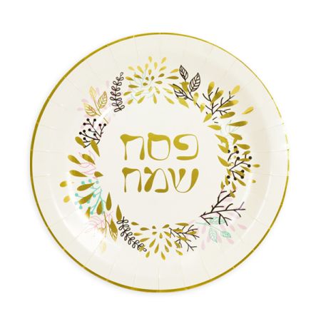 צלחות נייר 23 סמ 10 יח' עגולות-פסח מטאלי