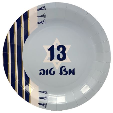 צלחות נייר 23 סמ 8 יח' עגולות-מזל טוב 13