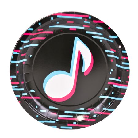 צלחות נייר 23 סמ 8 יח' - תו מוזיקה