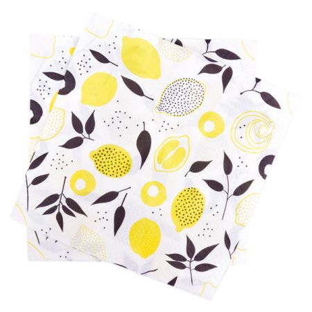 מפיות נייר 2 שכ 33X33 סמ 20 יח-לימונים שחור צהוב