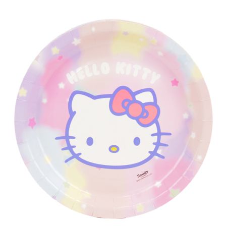 צלחות נייר 21 סמ עגולות 8 יח-הלו קיטי פסטל VFM