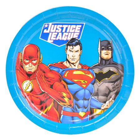 צלחות נייר 21 סמ עגולות 8 יח-ליגת הצדק VFM