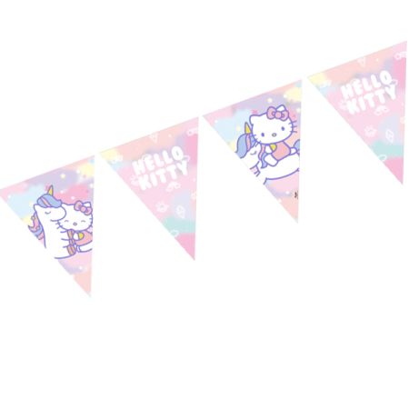 באנר שרשרת משולשים 2.5מ 12יח-הלו קיטי פסטל