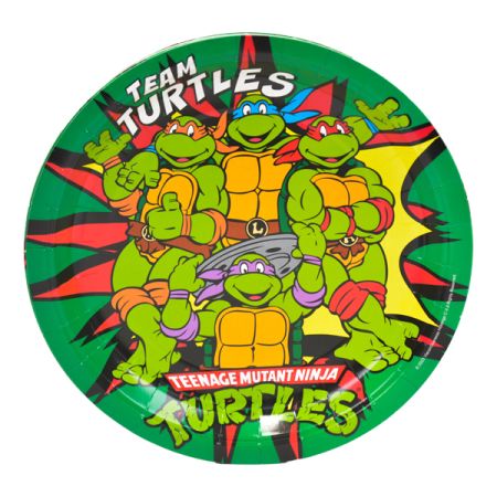 צלחות 23 סמ עגולות 8 יח - צבי הנינג'ה