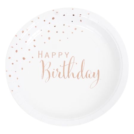 צלחות נייר 23 סמ 8יח עגולות-HB רוד גולד