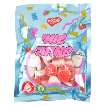 גומי 500 גרם  -  לב ורוד לבן סוכר
