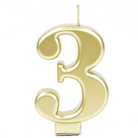 נר גדול עם מעמד שחור זהב מטאלי - ספרה 3