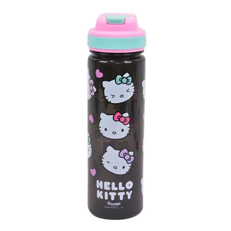 בקבוק פלסטיק עם ידית אחיזה סיליקון 650 מל - הלו קיטי צבעוני