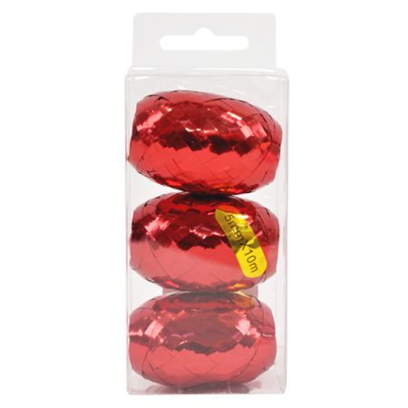 ביצי קישוט סרט מטאלי 3 יח – אדום מטאלי