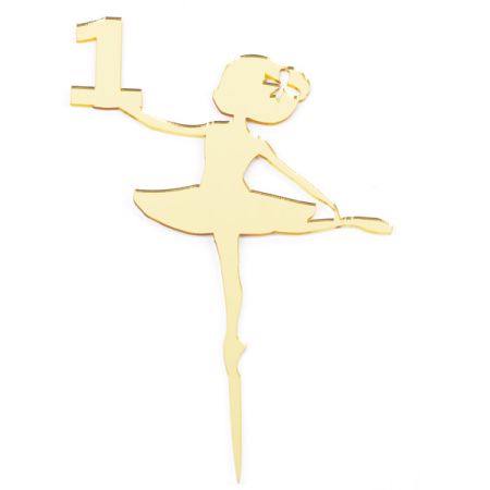 טופר אקרילי לעוגה- 1 יח- רקדנית 1 זהב