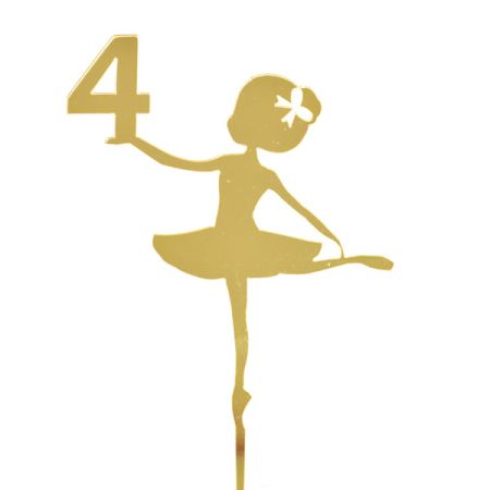 טופר אקרילי לעוגה- 1 יח- רקדנית 4 זהב