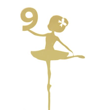 טופר אקרילי לעוגה- 1 יח- רקדנית 9 זהב