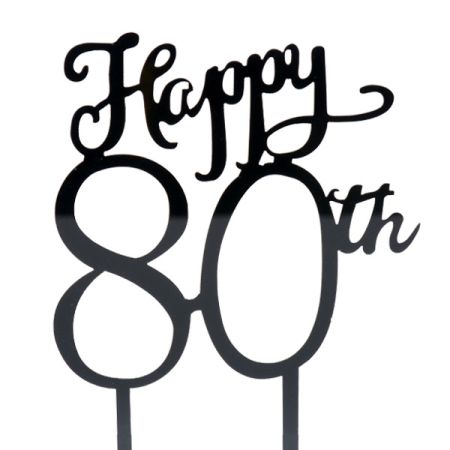 טופר אקרילי לעוגה 1יח-HAPPY 80 שחור