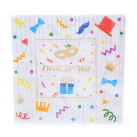 מפיות נייר מרובעות 2 שכ 20 יח-פורים זהב