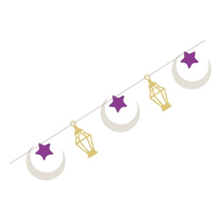 באנר שרשרת צורני 2.5מ ירח/כוכבים/עשישיות-עיד מובארק