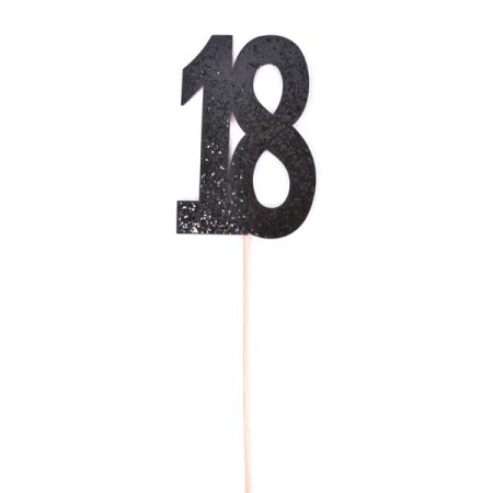 טופר גליטר עם כתר 1יח-מספר 18 שחור