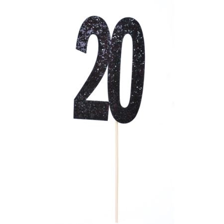 טופר גליטר עם כתר 1יח-מספר 20 שחור